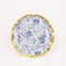 25 Round 8" BLUE Paper Salad Plates Gold Wavy Rim Party Tableware
